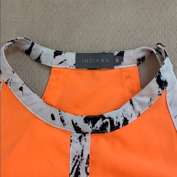 Bright orange crop top size small festival boho juniors women’s girls neon zebra - Picture 3 of 4